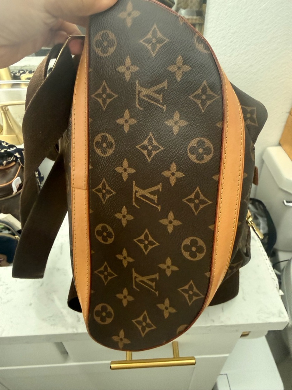 Louis Vuitton Monogram Sac de Bosphore Backpack with Tan Leather Accents - Picture 6 of 11